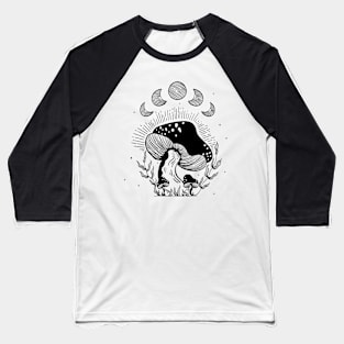 Moon Phase Fungi Mushroom Night Art Baseball T-Shirt